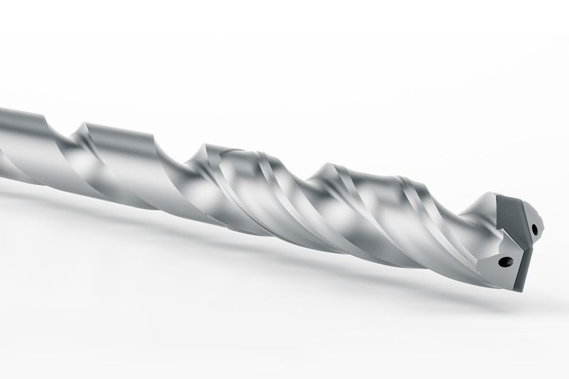 A deep drill made of carbide with an inserted PCD cutting edge from MAPAL.