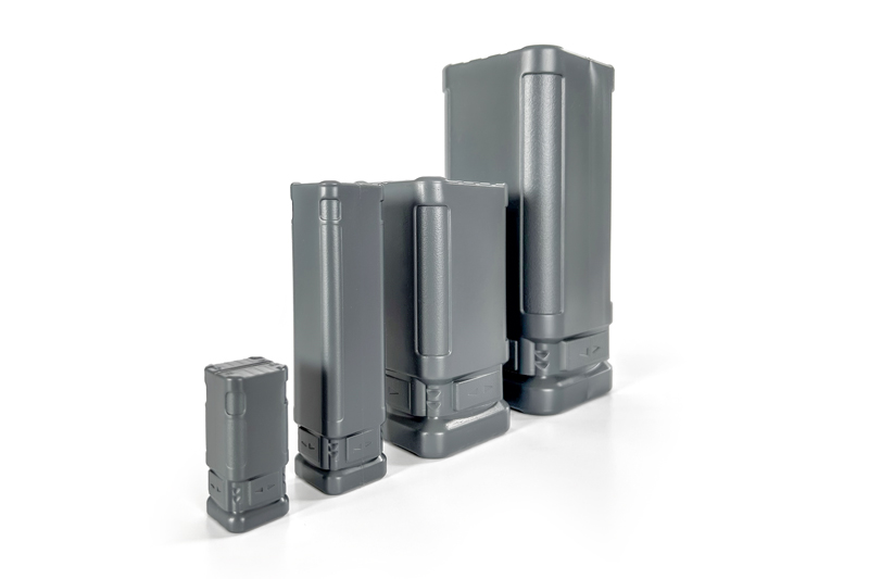 The picture shows grey recyclate packaging. At the top left is a lettering in the picture.