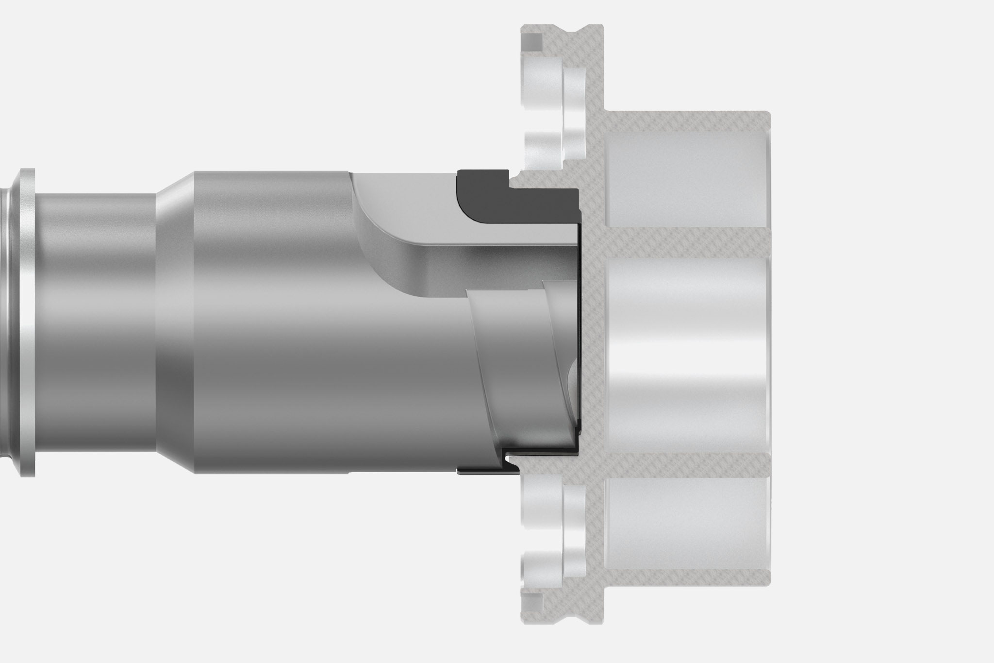 The boring tool with two stages machines the bearing bore of the scroll compressor.