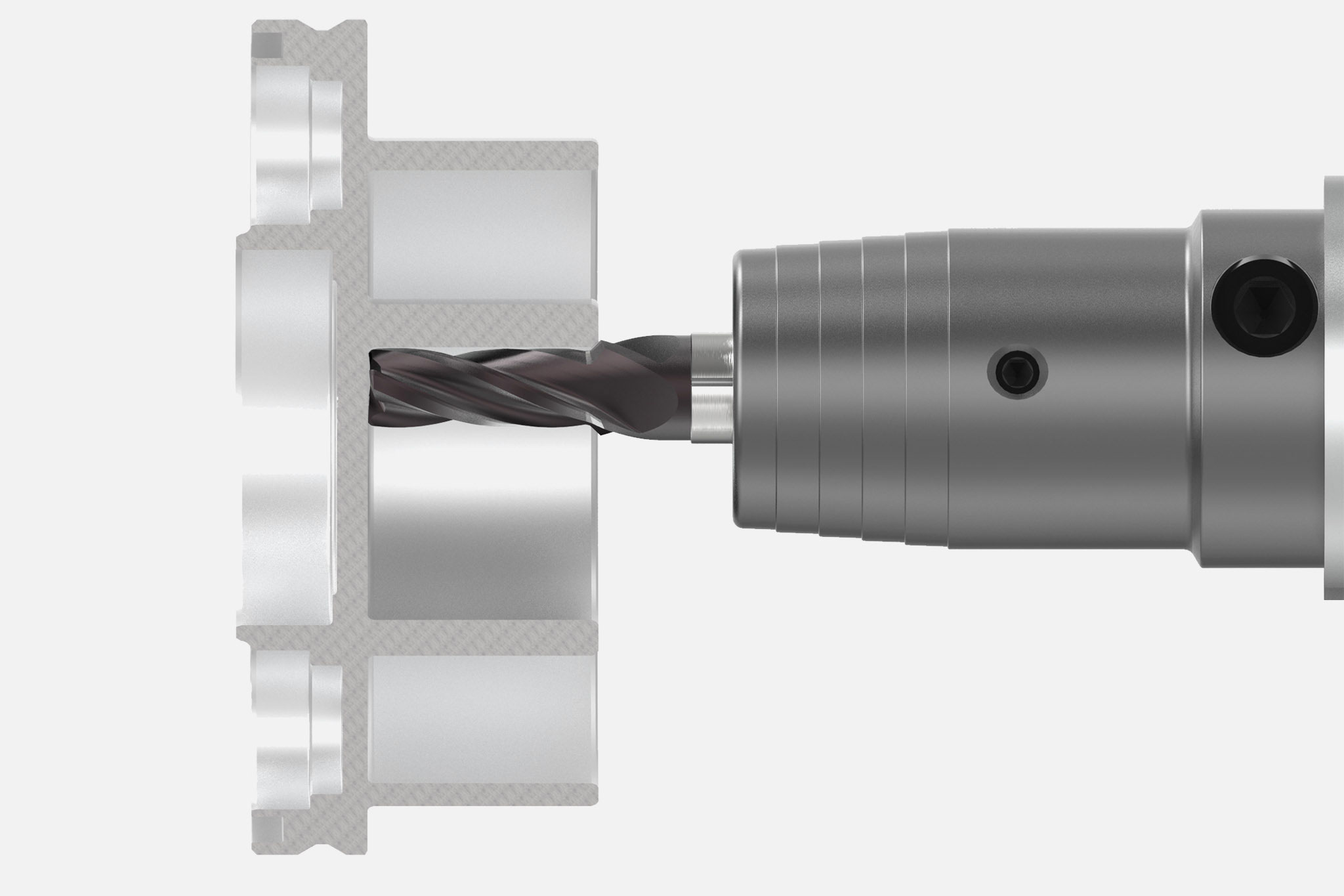 Machining of the high-precision spiral shapes with a milling cutter made of solid carbide.