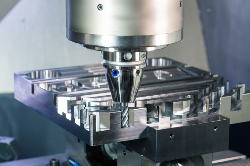 The image shows an OptiMill-Uni-HPC cutter during machining
