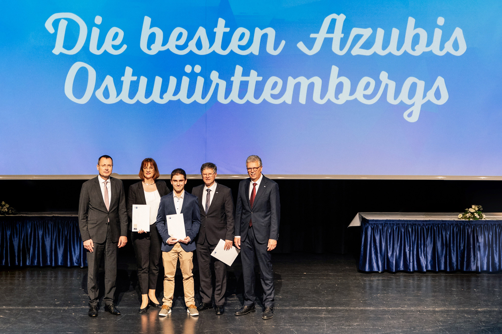 Group photo from the award ceremony, from left: Thilo Rentschler, Dr. Karin Jenuwein, Tobias Ilg, Uwe Heßler, Markus Maier