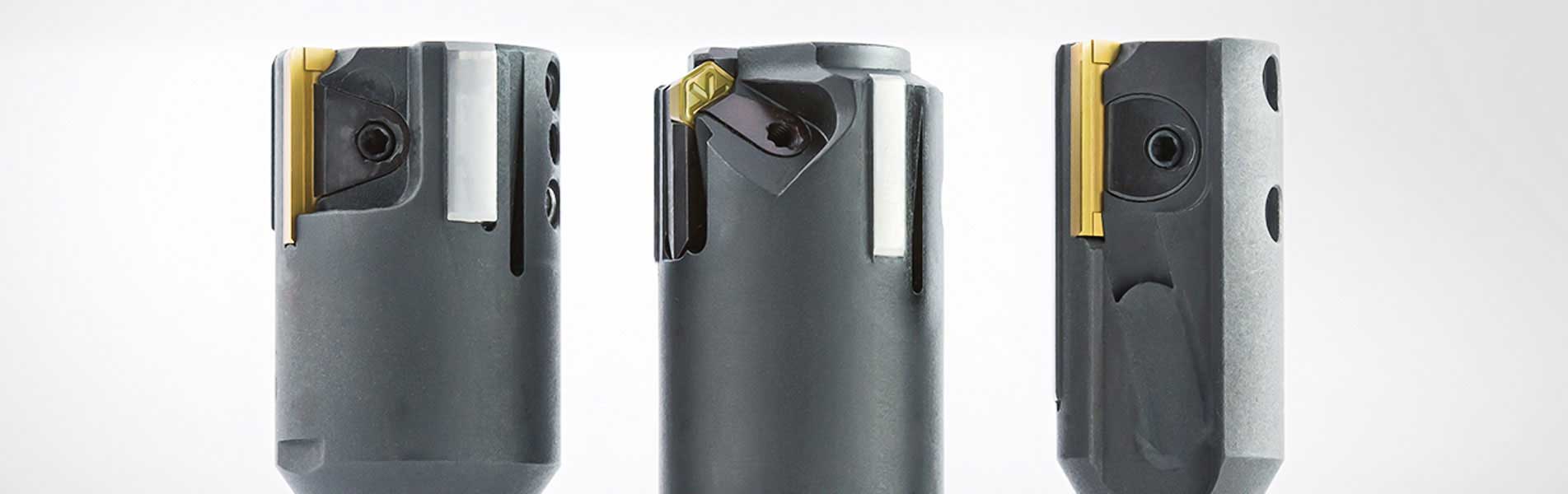 The picture shows a selection of tools with guide pads from MAPAL.