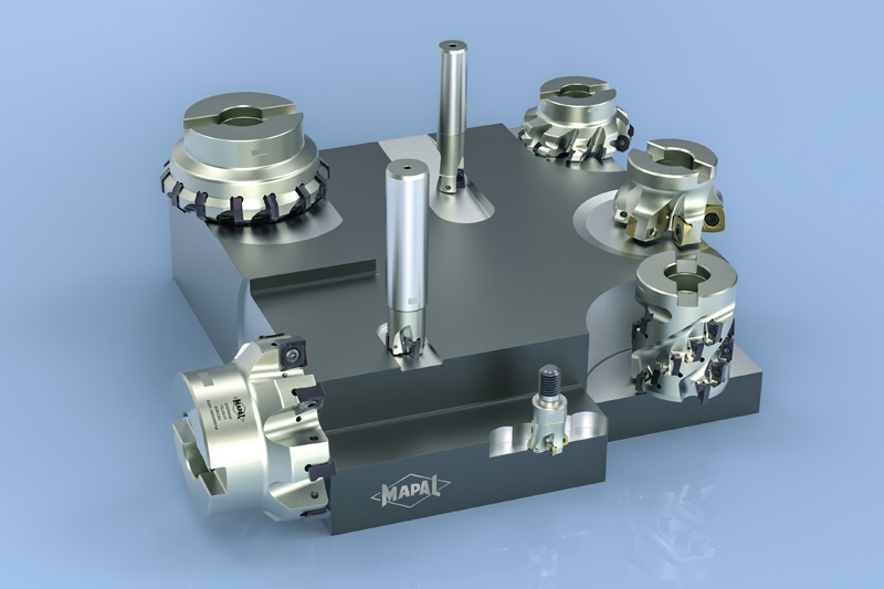 The picture shows a programme overview of NeoMill milling cutters for different applications.